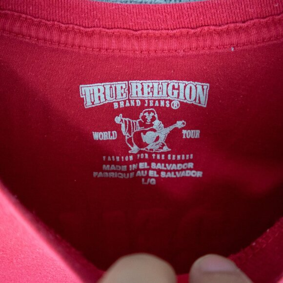 True Religion Logo Tee Buddha Mens Large Red - Picture 6 of 8